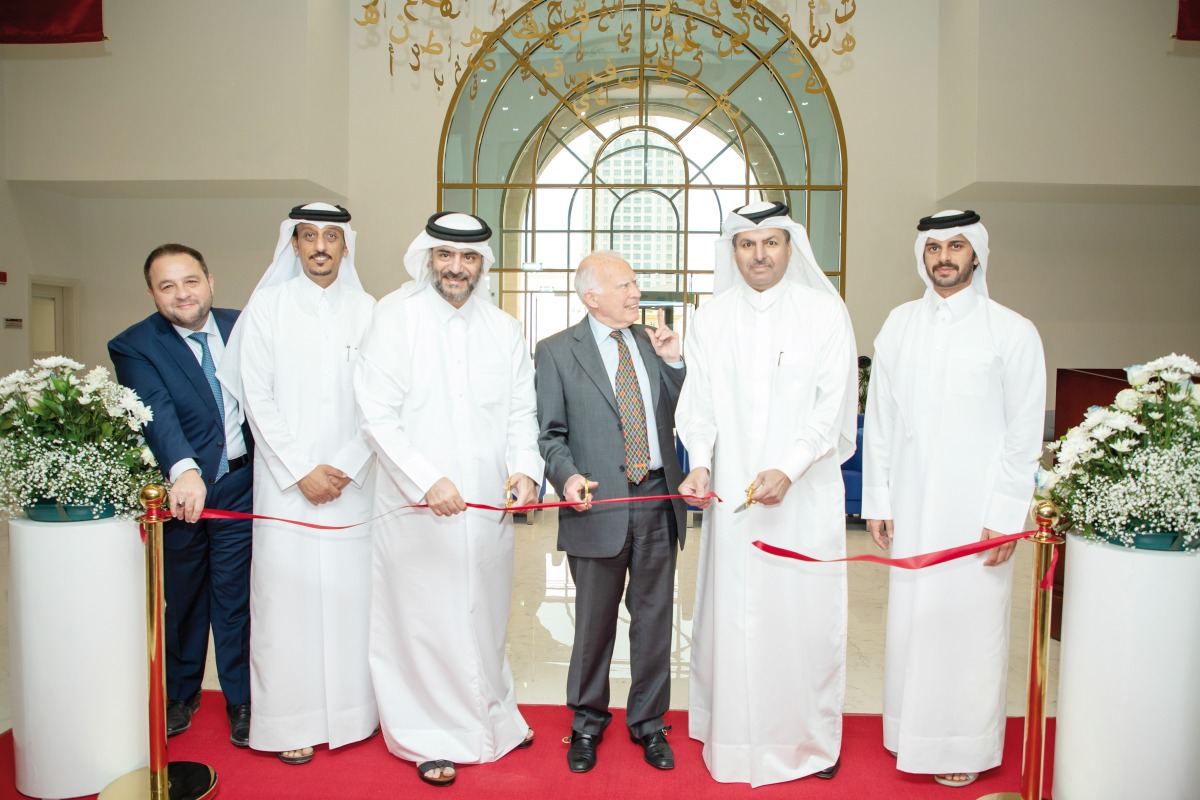 Assistant Undersecretary for Private Education Affairs at the Ministry of Education and Higher Education Omar Al Nama and H E Sheikh Faisal bin Fahad bin Jassim Al Thani, Vice Chairman of United Development Company & Chairman of the Board of United School International, with other official during the opening of United School International. 