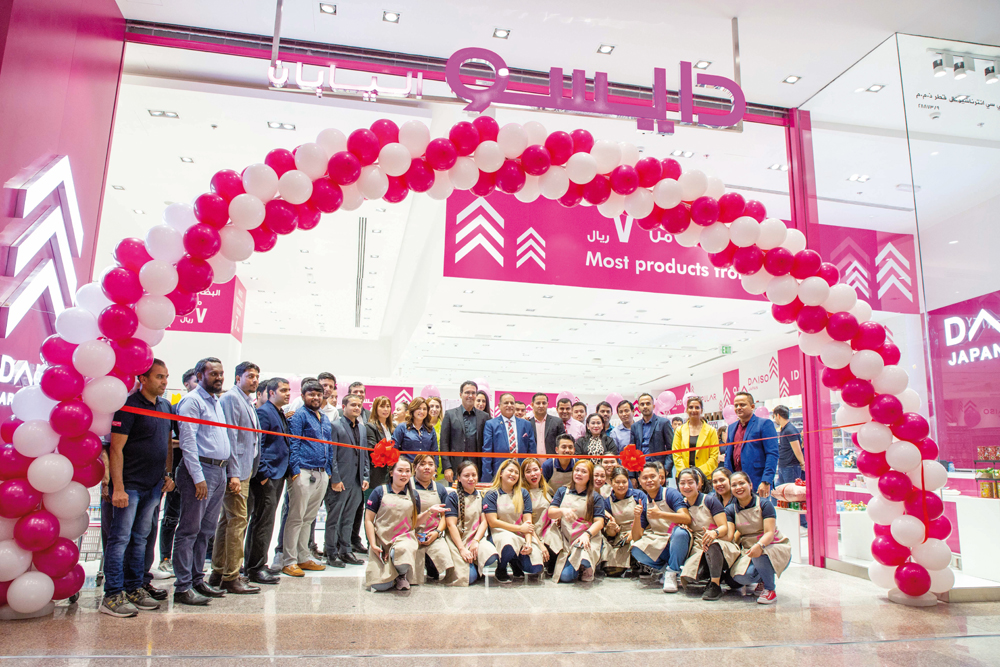 Ezdan Mall Al Gharrafa and Daiso Japan staff during the opening of the new branch.