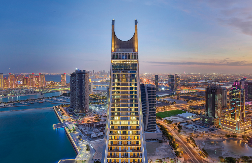 An exterior  view of Raffles Doha.