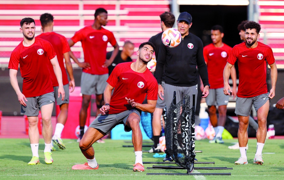 Qatar players in action during a training session in Houston, USA, yesterday.