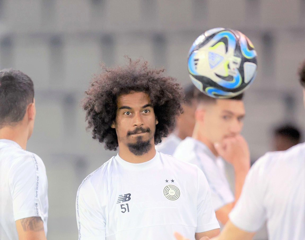 Al Sadd's Akram Afif during training.