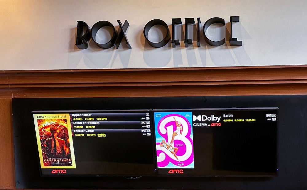 A movie theater Box Office is pictured announcing the opening of 