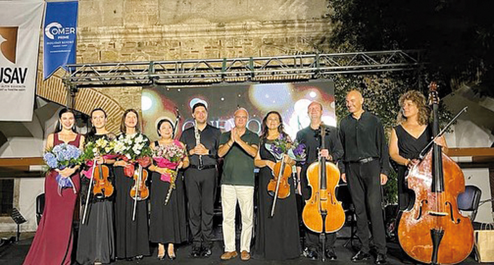 CineMoon Ensemble members pose for a photograph in Kusadasi, Turkiye.