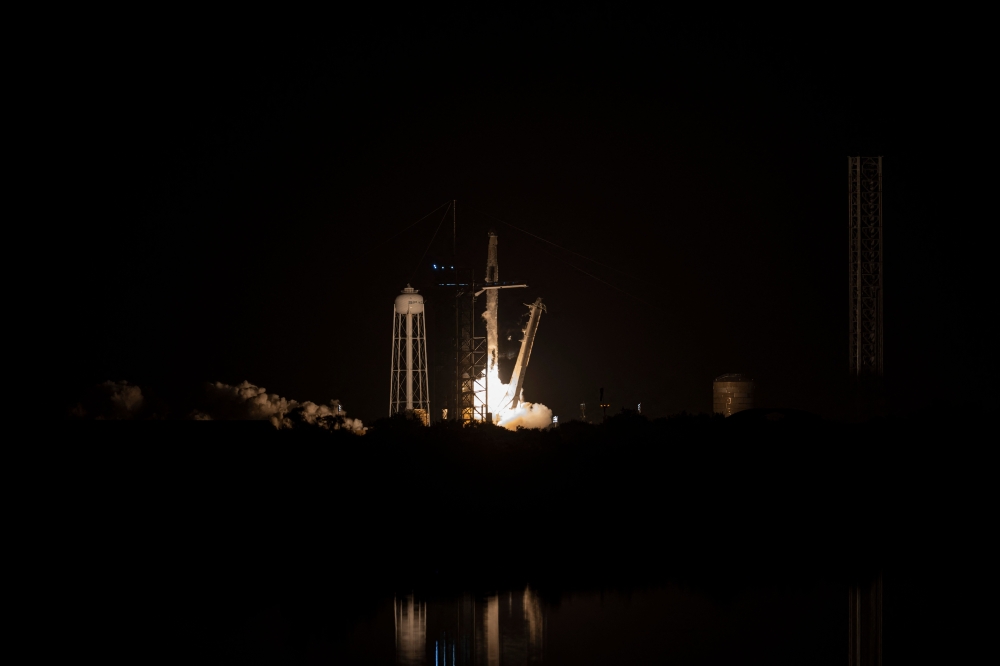 A SpaceX Falcon 9 rocket carrying NASA's SpaceX Crew-7 mission lifts off from Launch Complex 39A at the Kennedy Space Center. Eva Marie Uzcategui/Getty Images/AFP 