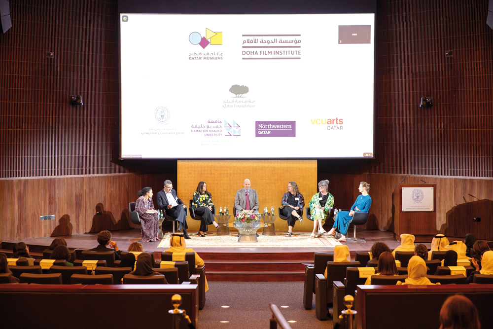 Faculty members from Education City campuses during a discussion. 