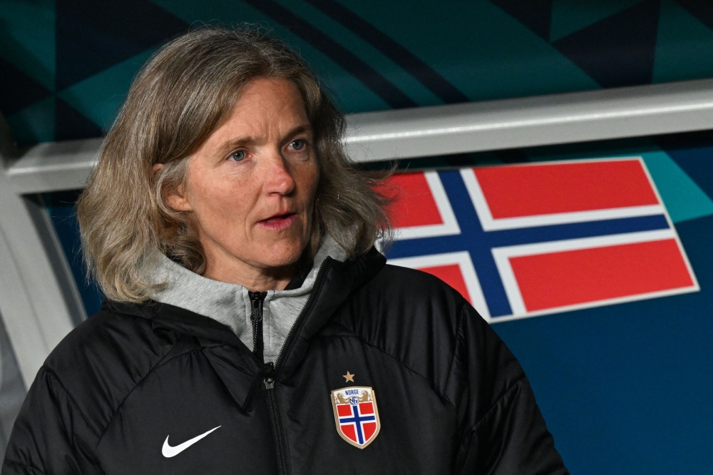 Norway's coach Hege Riise is seen before the start of the Australia and New Zealand 2023 Women's World Cup Group A football match between Norway and the Philippines at Eden Park in Auckland on July 30, 2023. Photo by Saeed KHAN / AFP