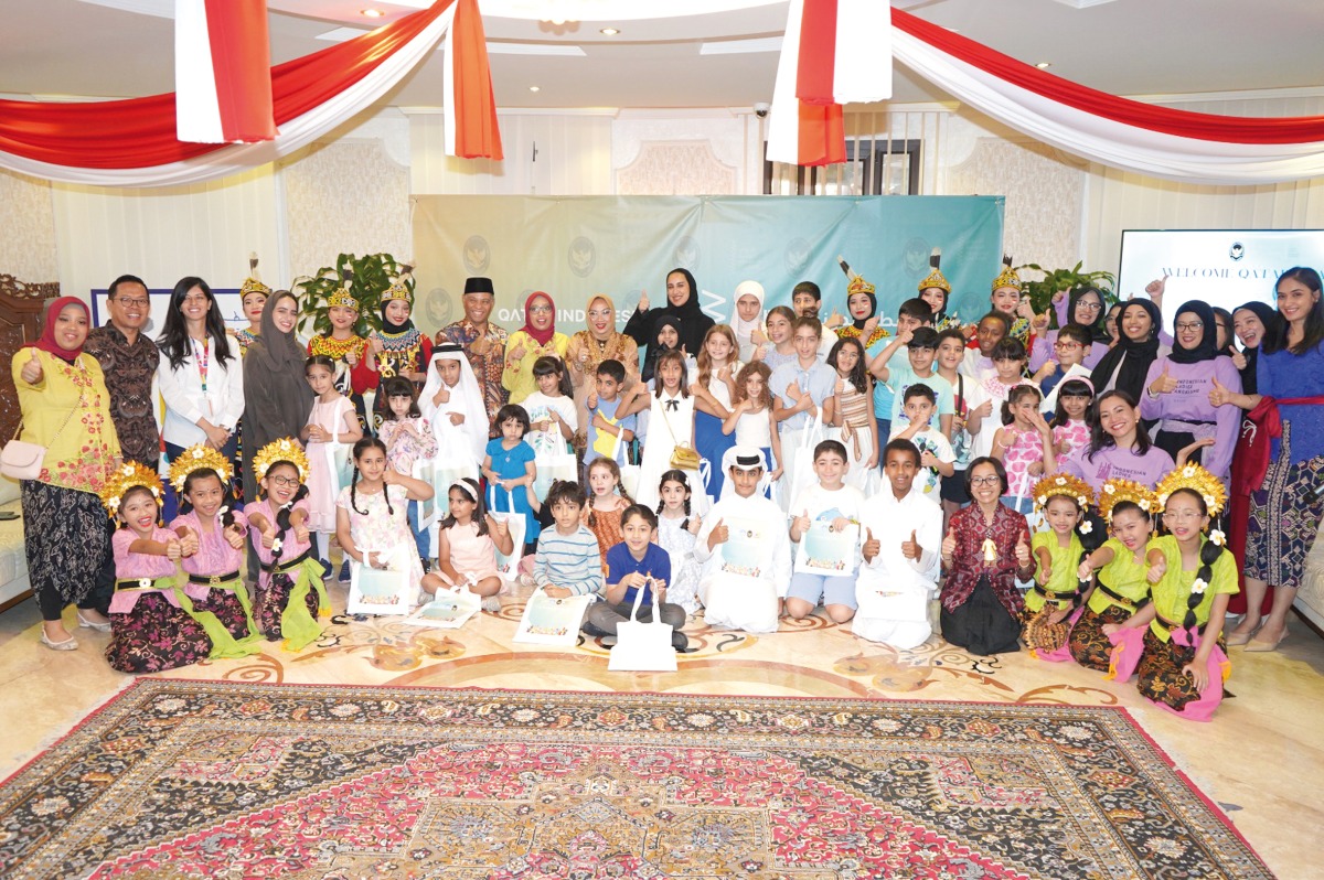 Indonesia Ambassador to Qatar H E Ridwan Hassan along with other officials of the Indonesian Embassy and attendees during the event.