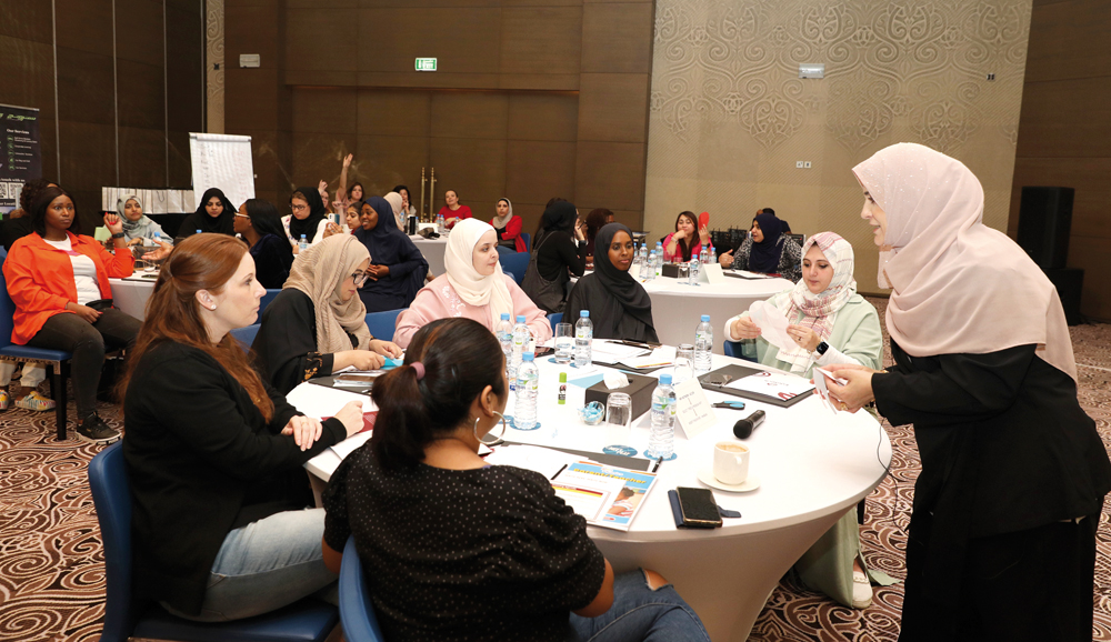 Dr. Hanan Nasser, Jolly Phonics certified instructor, interacting with attendees at a workshop organised by Edutech Consultancy in Doha, yesterday. Picture by: Salim Matramkot/The Peninsula