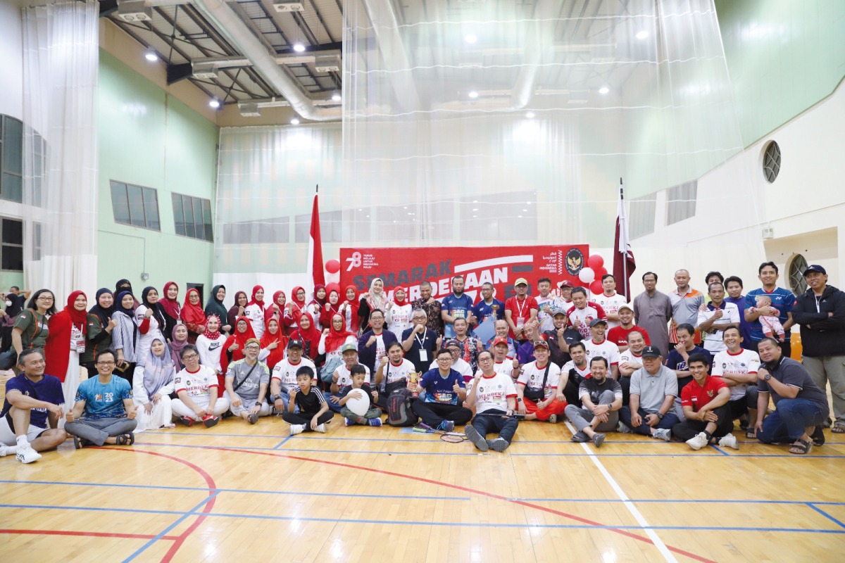 Indonesia Ambassador to Qatar H E Ridwan Hassan along with other officials and community members during the Independence Day celebrations.