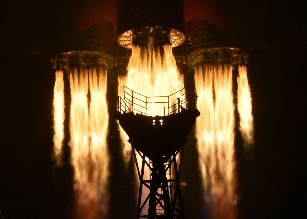 The Soyuz MS-24 spacecraft carrying the International space Station (ISS) Expedition 70-71 crew of US NASA astronaut Loral O'Hara and Russian Roscosmos cosmonauts Oleg Kononenko and Nikolai Chub blasts off to the ISS from the Moscow-leased Baikonur cosmodrome in Kazakhstan on September 15, 2023. (Photo by VYACHESLAV OSELEDKO / AFP)