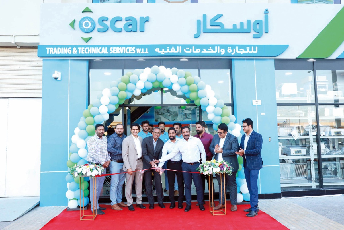 Officials and guests inaugurating Oscar showroom in Barwa Village.