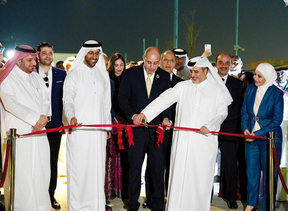 Minister of Municipality H E Dr. Abdullah bin Abdulaziz bin Turki Al Subaie and Minister of Industry, Trade, and Supply of  Jordan H E Yousef Mahmoud Shamali inaugurating the Jordanian pavilion at  Expo 2023 Doha.