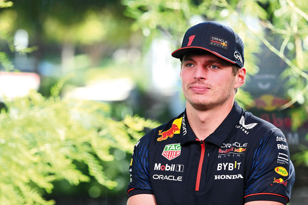 Max Verstappen looks on during an interview at Oracle HQ in Austin, Texas. AFP