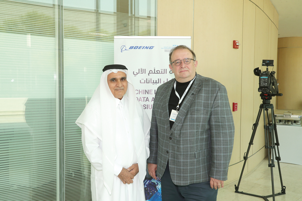 Executive Director of Qatar Computing Research Institute Ahmed K Elmagarmid and Artificial Intelligence chief, technologist and senior technical fellow at Boeing, Dragos Margineantu during the Machine Learning and Data Analytics Symposium.