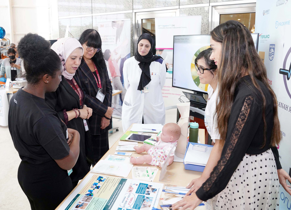 An awareness booth during Qatar Infection Prevention Week.