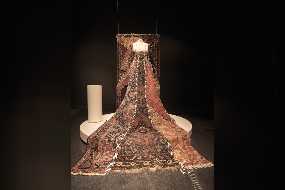 A textile piece on display.