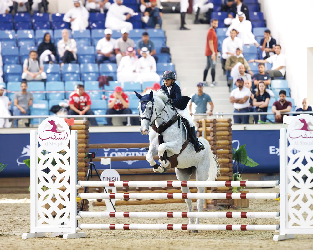 Abdulla bin Tamim Al Thani guides Casandra 352 over a fence on his way to win the Amateur Class event.