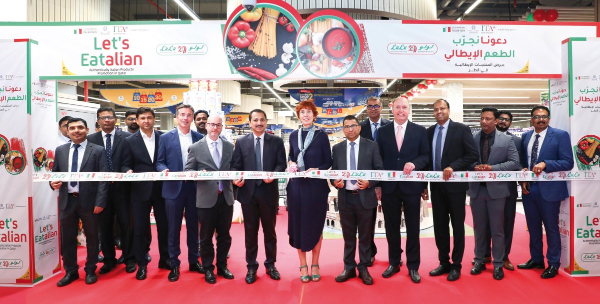 Officials from Lulu Hypermarket Qatar and Italian Trade Agency during the launch of ‘Let’s Eatalian Festival’ at Lulu Hypermarket Abu Sidra Mall branch.