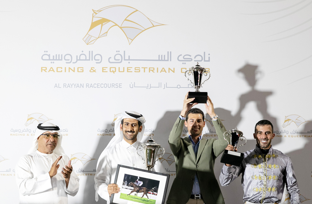 QREC Racing Manager Abdulla Rashid Al Kubaisi crowned to the winners. Pictures: Juhaim/QREC