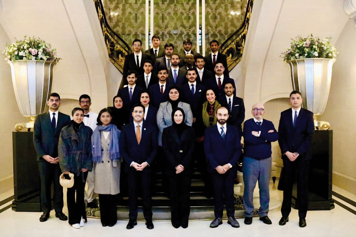 Minister of Education and Higher Education H E Buthaina bint Ali Al Jabr Al Nuaimi (centre) with Qatari students studying in France, Spain, and Portugal at Unesco conference in Paris.