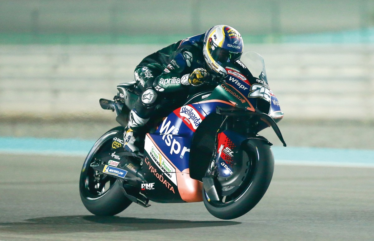 Spanish rider Raul Fernandez competes during second Free Practice ahead of the MotoGP Qatar Airways Grand Prix of Qatar 2023 at the Lusail International Circuit, yesterday. Pic: Rajan Vadakkemuryil