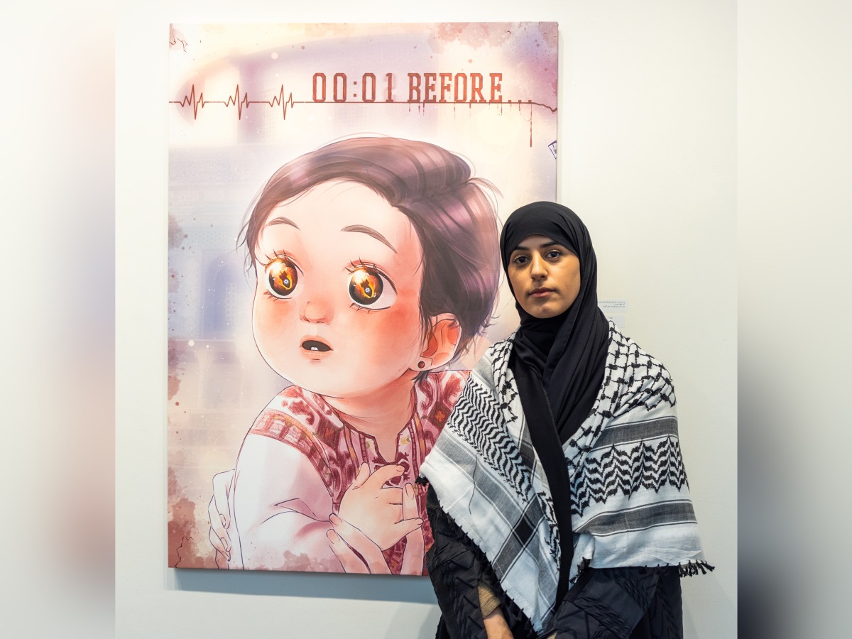 Moza Al Marri with her artwork  ‘00.01 before.’