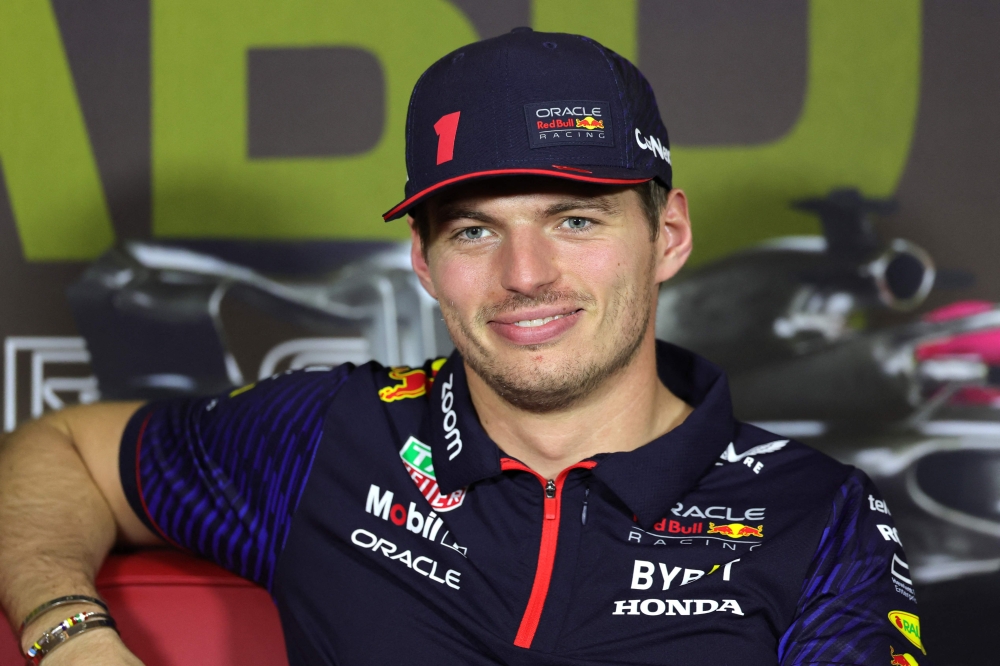 Red Bull Racing's Dutch driver Max Verstappen during a press conference ahead of the Abu Dhabi Formula One Grand Prix at the Yas Marina Circuit in the Emirati city of Abu Dhabi on November 23, 2023. (Photo by Giuseppe Cacace / AFP)