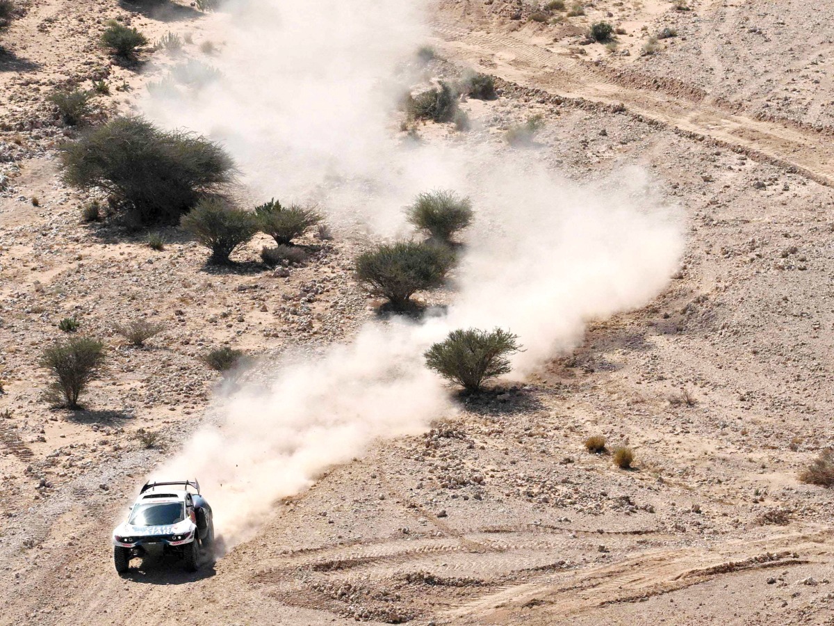 Nasser Racing’s Qatari driver Nasser Al Attiyah and his French navigator Mathieu Baumel compete during Stage 4 of the Dakar Rally 2024, yesterday. AFP