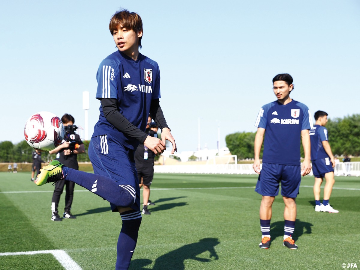 Japan players during a training session yesterday.Pic: JFA 