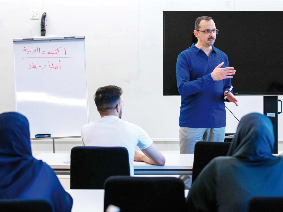 Students attend an Arabic language programme.