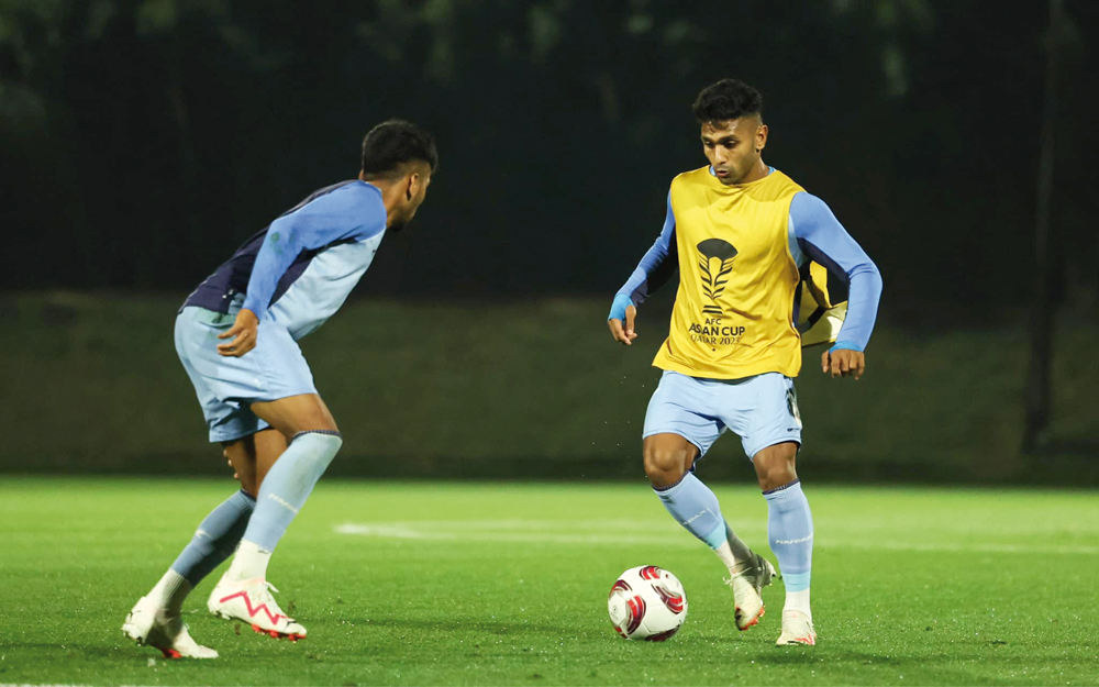 India players train ahead of the match against Uzbekistan.