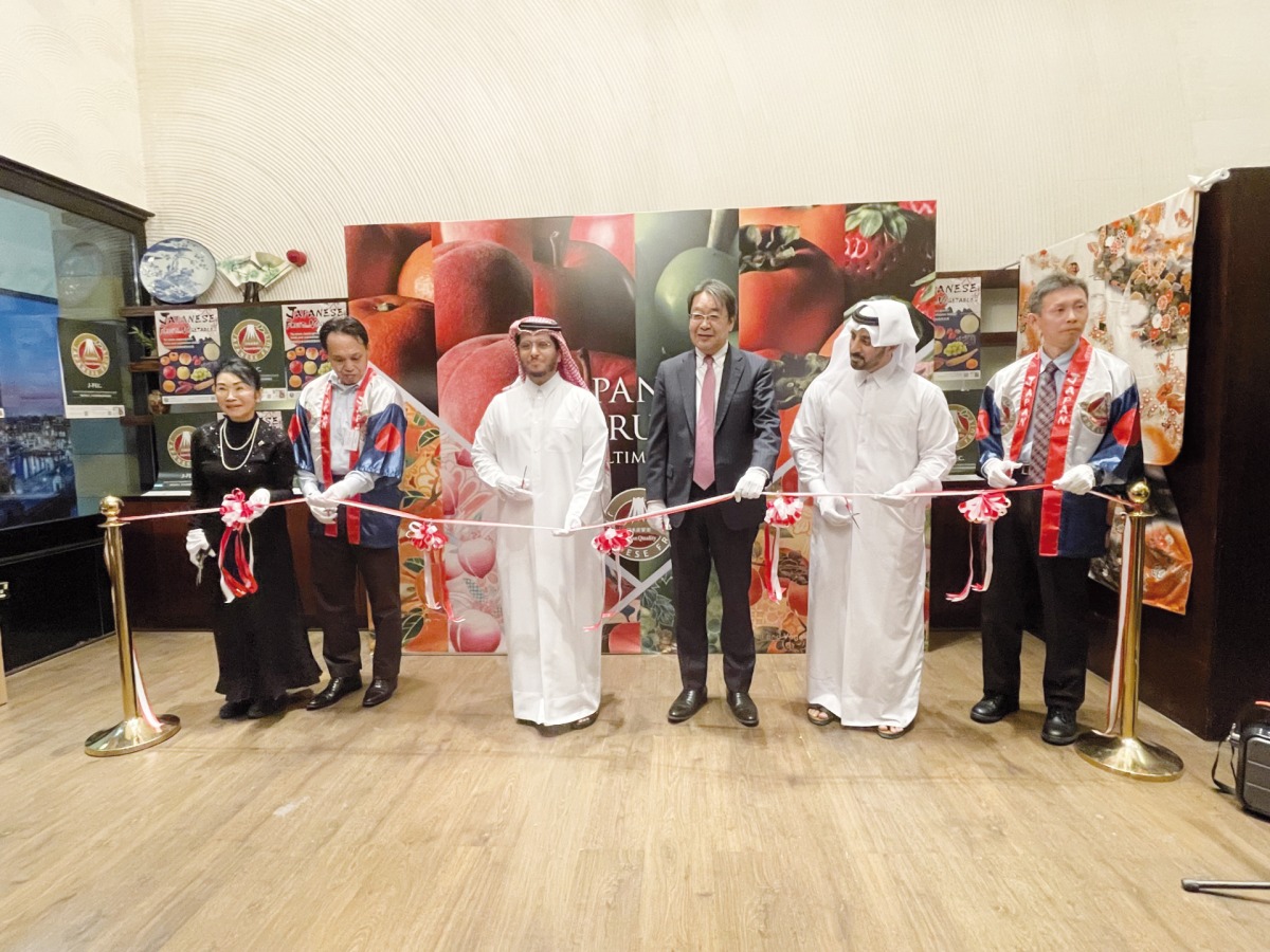 Ambassador of Japan to Qatar H E Satoshi Maeda and others at the opening of the Japanese Fruits Week. PIC: Joelyn Baluyut/The Peninsula