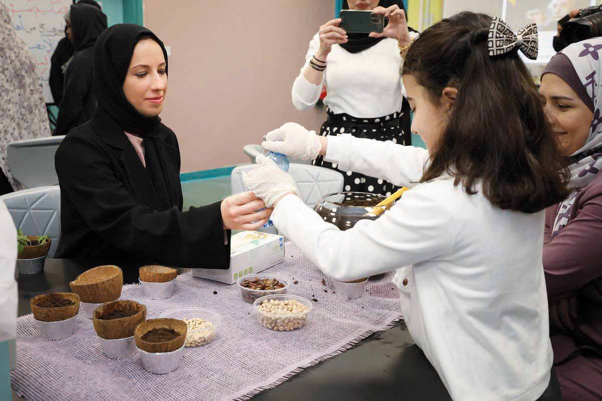 Minister of Education and Higher Education H E Buthaina bint Ali Al Jabr Al Nuaimi attending an event held at a school to mark International Day of Education. 