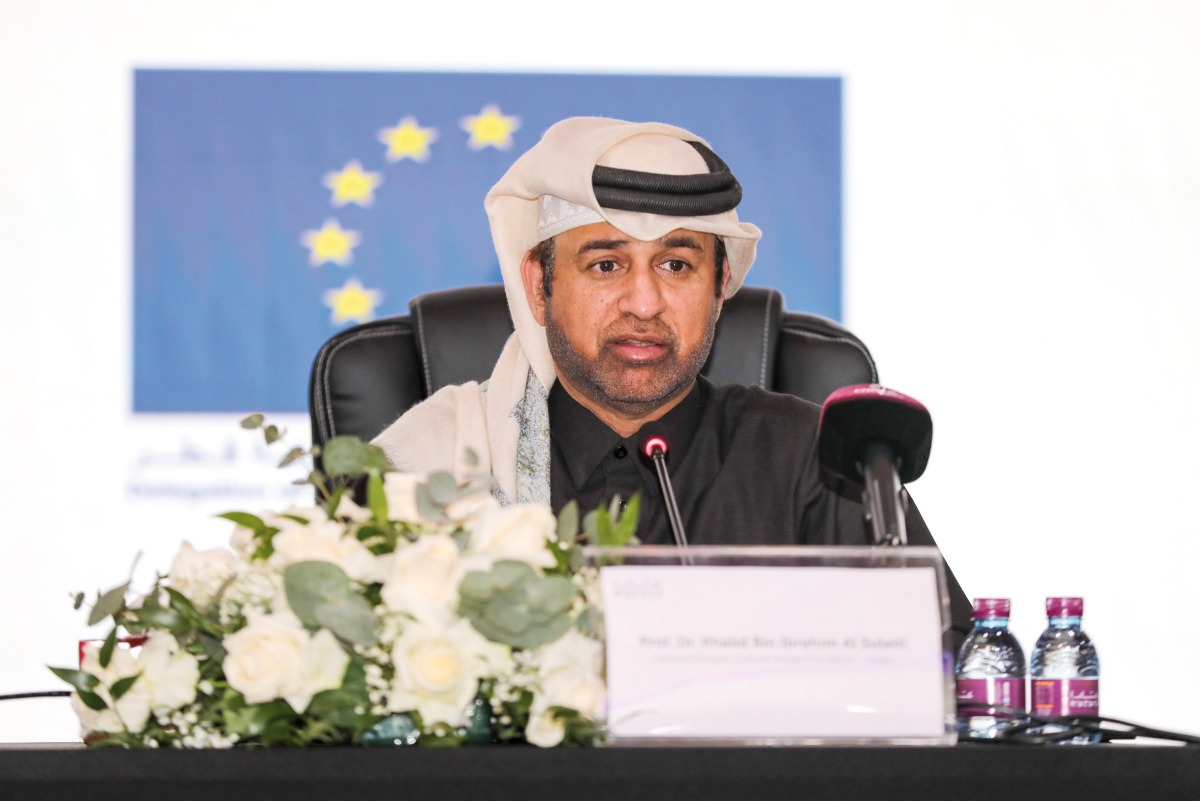  Prof Dr. Khalid bin Ibrahim Al Sulaiti, General Manager of Katara and President of the Global Public Diplomatic Network, speaking during the event.