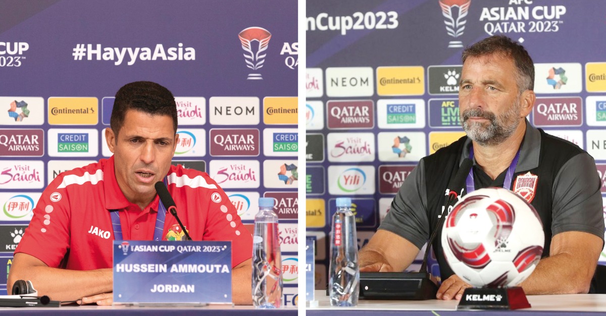 From left: Jordan coach Hussein Ammouta and Bahrain coach Juan Antonio Pizzi