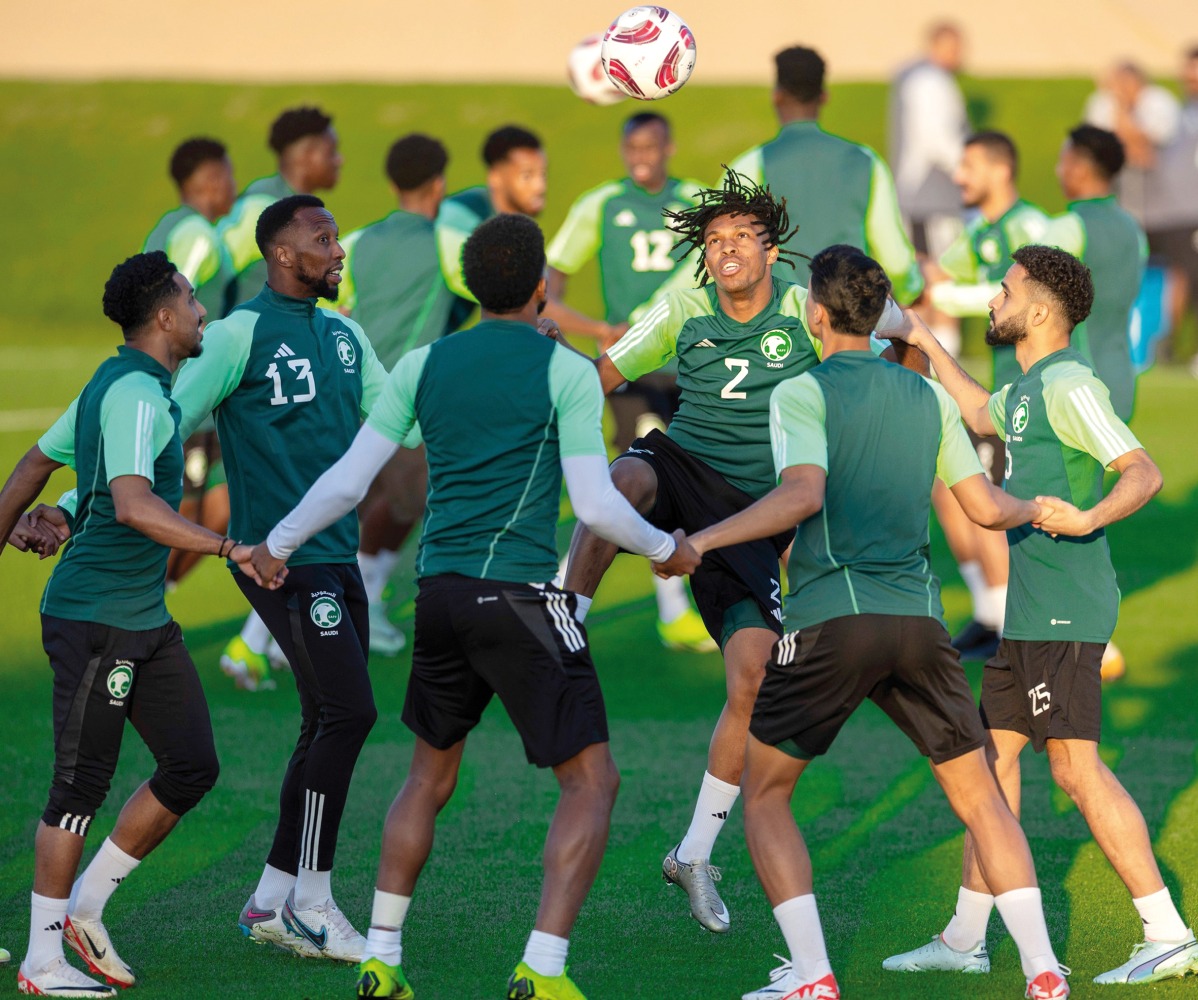 Saudi Arabia players during a training session.