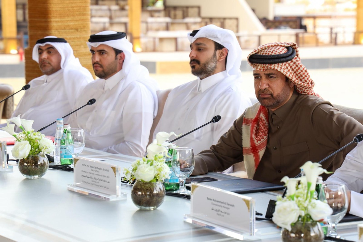 General Manager of Katara Prof. Dr. Khalid bin Ibrahim Al Sulaiti (first right) and other officials address a press conference.