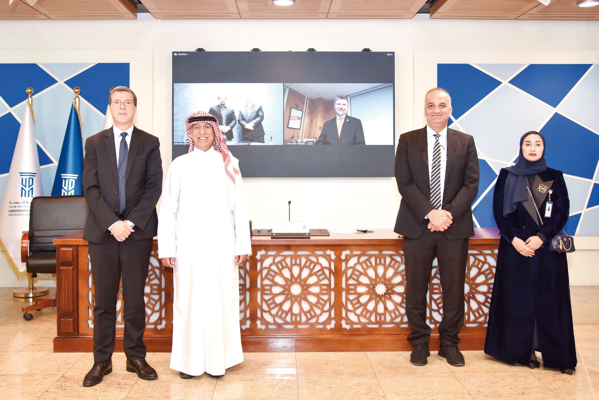 Dr. Salem Al Naemi, President of UDST (second left) with other UDST and Idaho State University officials during the event.