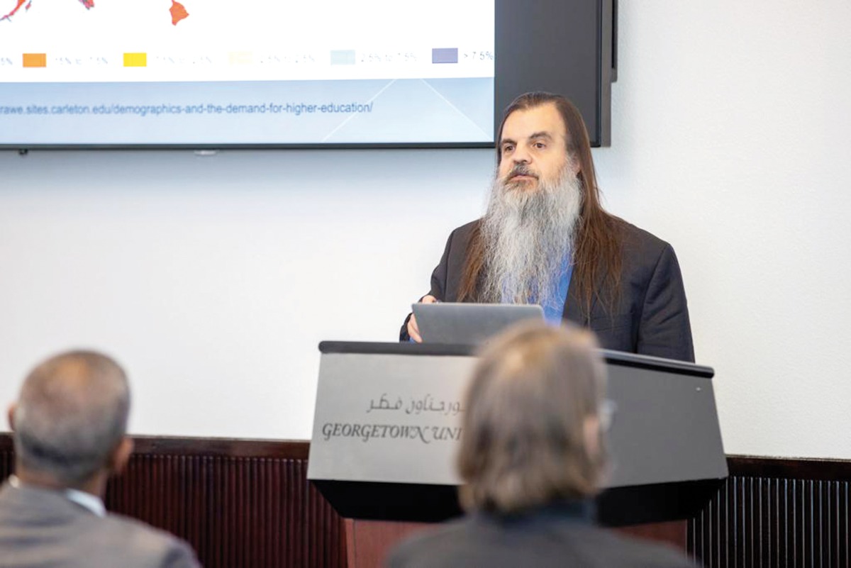 Bryan Alexander during the public talk hosted by Georgetown University in Qatar. 