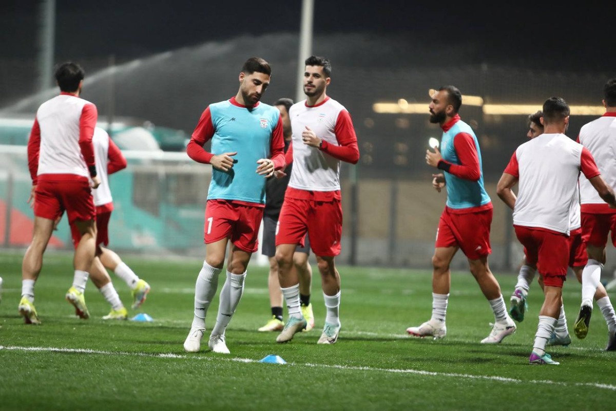 Iran's players gear up for the Round of 16 clash.