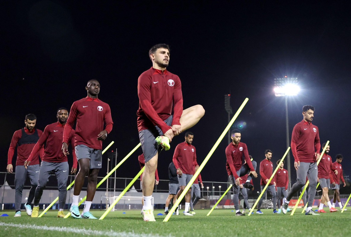 Qatar players during a training session.