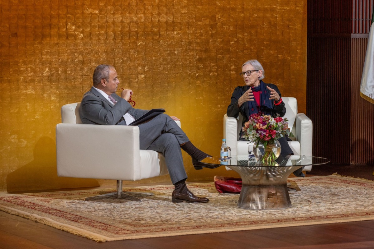 GU-Q Dean Safwan Masri (left) in conversation with Dr. Lisa Anderson, Dean Emerita at Columbia University’s School of International and Public Affairs.