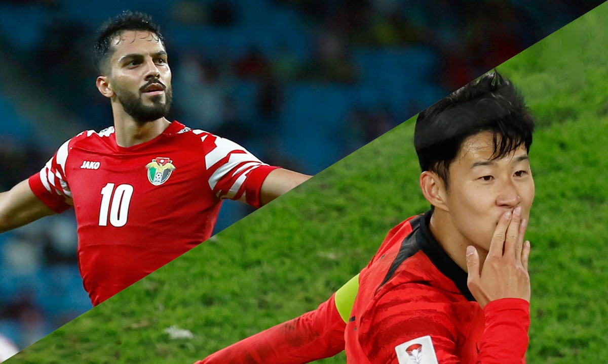 Jordan's Musa Al Taamari (left) celebrates after scoring his second goal during the Group E match against Malaysia, and South Korea’s Son Heung-min (right) celebrates scoring his team’s second goal during the quarter-final match against Australia.