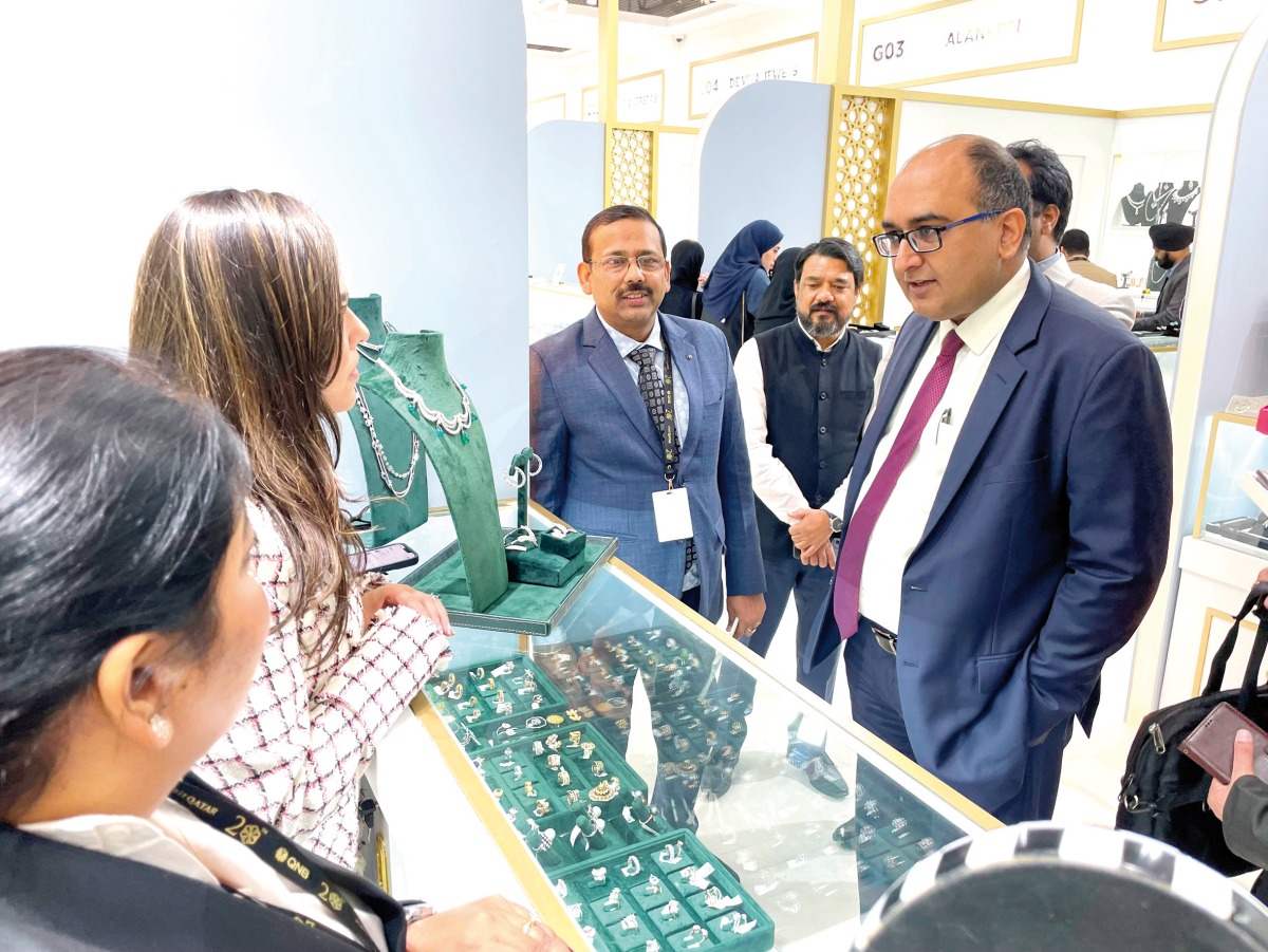 Ambassador of India to Qatar, H E Vipul (right) talking to an exhibitor at the Indian pavilion. PIC: Joelyn Baluyut/The Peninsula