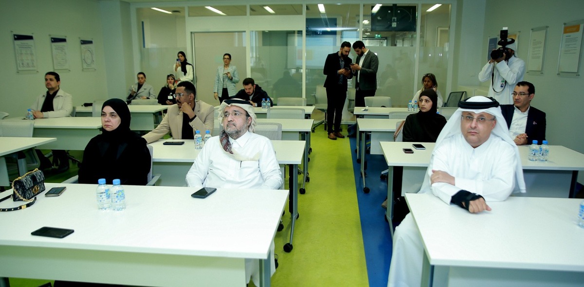 (From right to left) Chairman of Pediatrics and Director of PECs, HMC, Dr. Mohammed Al Amri; Chair of the Emergency Medicine Department at Sidra Medicine, Professor Khalid Al Ansari; and Executive Director of Operations at PHCC, Dr. Samya Ahmad Al Abdulla during the event yesterday.  PIC: Rajan Vadakkemuriyil