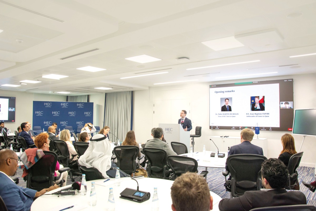 Dean of HEC Paris in Qatar, Dr. Pablo Martin de Holan, speaking at the event. 