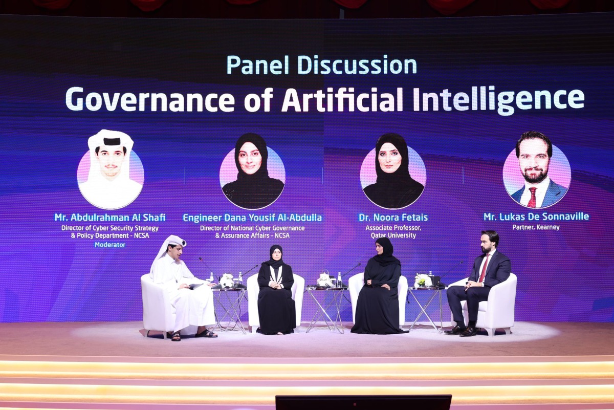 Panellists during a discussion session at the conference in Doha yesterday. 