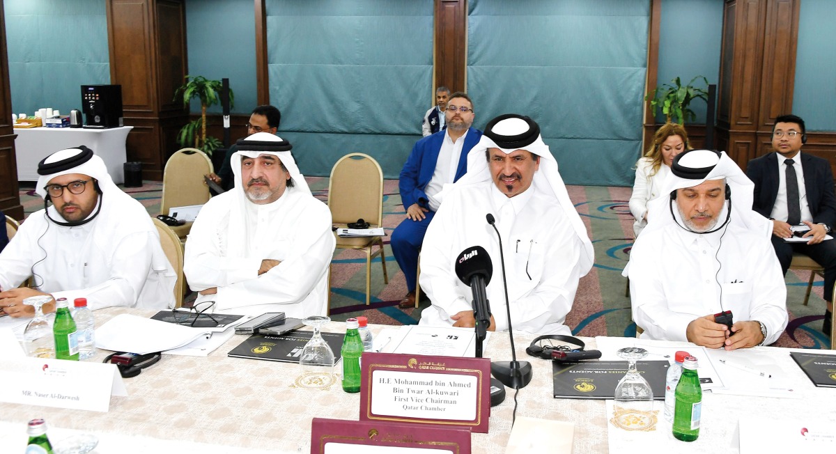 QC First Vice-Chairman Mohamed bin Twar Al Kuwari with other officials during the meeting.