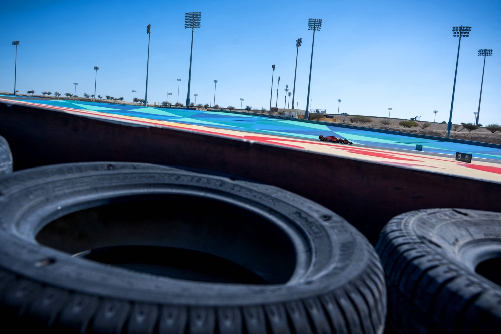 Ferrari's Monegasque driver Charles Leclerc drives during the second day of the Formula One pre-season testing at the Bahrain International Circuit in Sakhir on February 22, 2024. (Photo by Andrej ISAKOVIC / AFP)