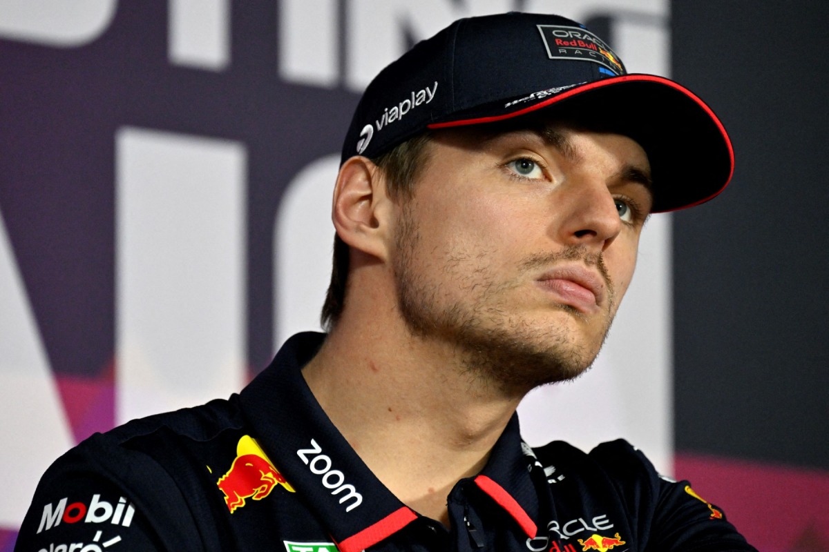 Red Bull Racing's Dutch driver Max Verstappen attends a press conference during the third day of the Formula One pre-season testing at the Bahrain International Circuit in Sakhir on February 23, 2024. (Photo by Andrej ISAKOVIC / AFP)